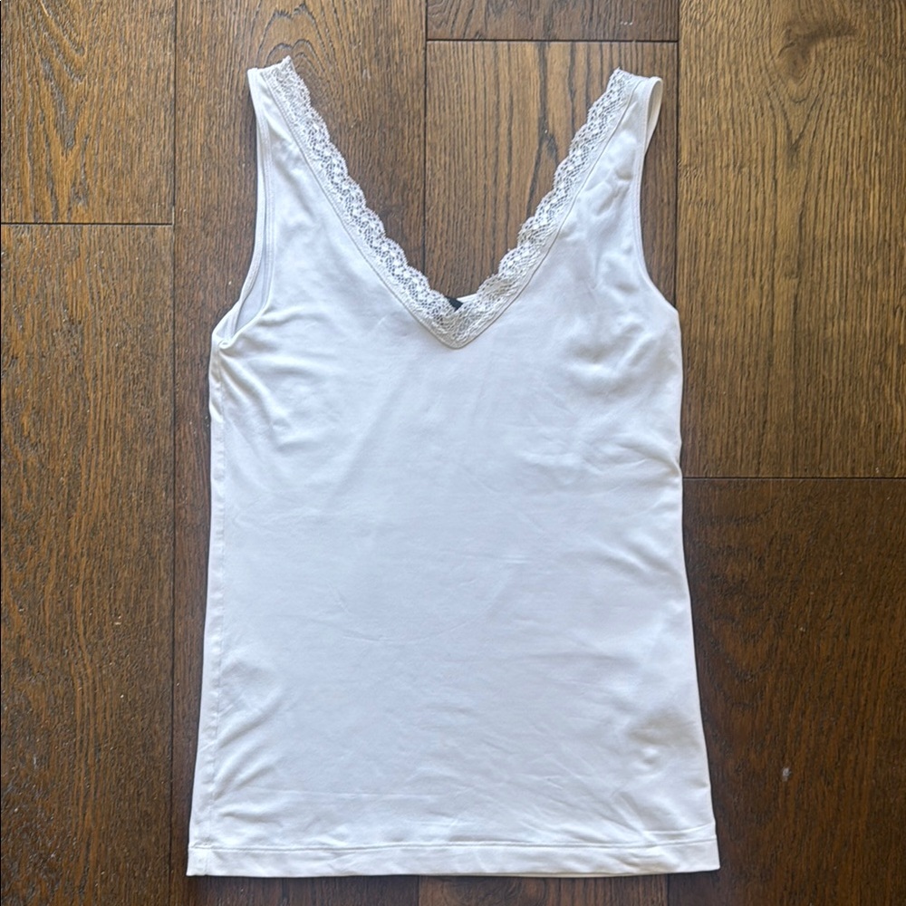 Banana Republic Factory White Lace Trim Tank Top